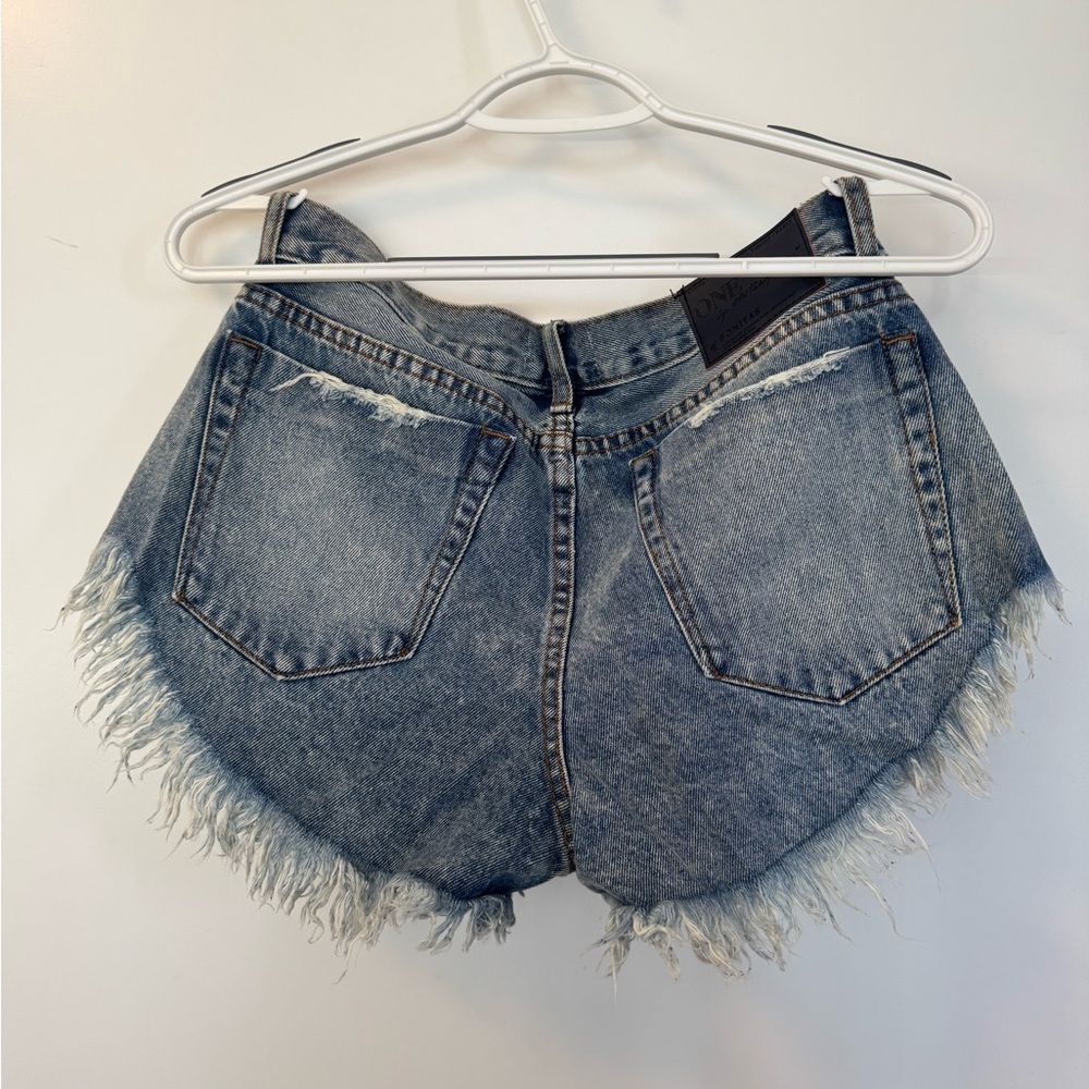 One Teaspoon Blue Distressed Jean Shorts - Picture 4 of 11